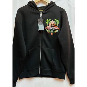 Mercier Palm Hoops Fleece Full-Zip Hoodie size Medium Embroidered READ